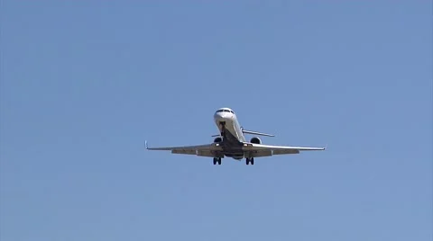 Airplane-33 jet, slow motion, commercial, fly over Delta McDonnell Douglas MD-88 Stock Footage 48613428