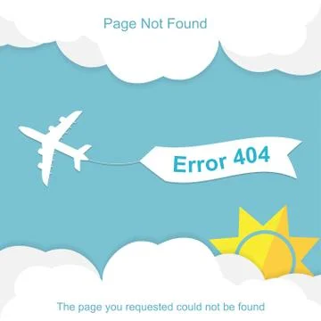 Airplane with 404 error notification Stock Illustration