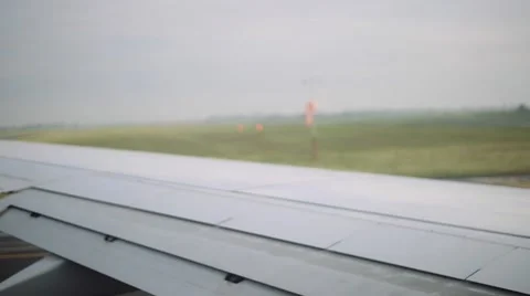 Airplane about to take off.  Shot from inside of plane. Stock Footage 49129607