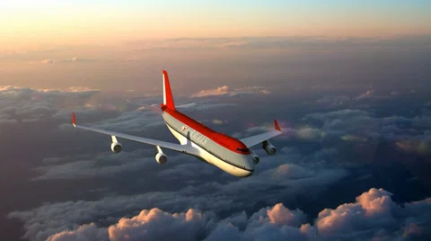 Airplane above the clouds Stock Footage 34987219