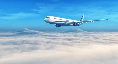Airplane above the clouds. Stock Illustration