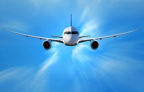 Airplane above the clouds Stock Photos