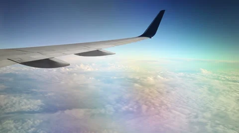 Airplane Above the Clouds: A Soaring Perspective Stockbeeldmateriaal 36266313