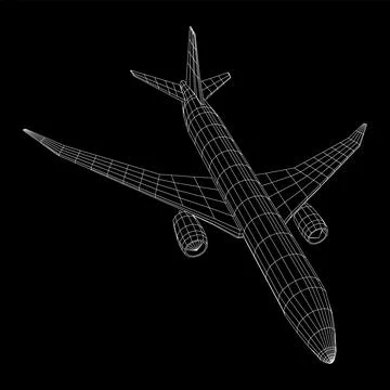 Airplane. Abstract airliner. Wireframe vector illustration Illustrazione stock