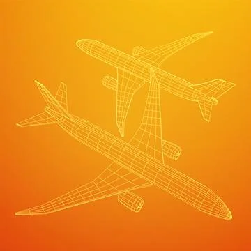 Airplane. Abstract airliner. Wireframe vector illustration Stock Illustration