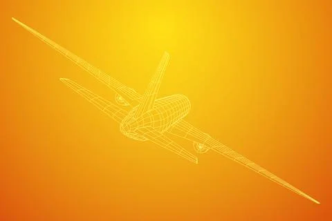 Airplane. Abstract airliner. Wireframe vector illustration Illustrazione stock