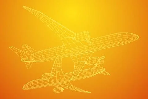 Airplane. Abstract airliner. Wireframe vector illustration Stock-Illustration