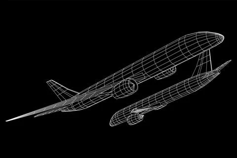 Airplane. Abstract airliner. Wireframe vector illustration Ilustración de archivo