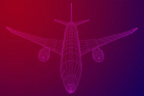 Airplane. Abstract airliner. Wireframe vector illustration Illustrazione stock