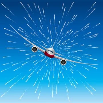 Airplane on an abstract background.background is blue. Stock Illustration