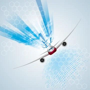 Airplane on an abstract technology background.use layer overlay effect. イラスト素材