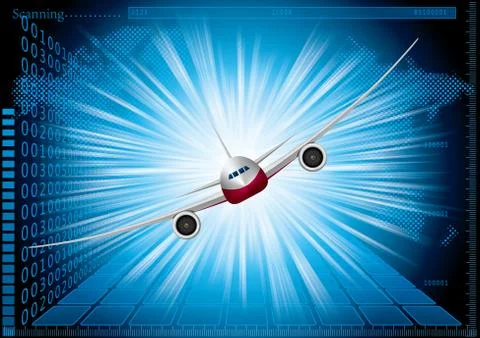 Airplane on an abstract technology background.use layer overlay effect. イラスト素材