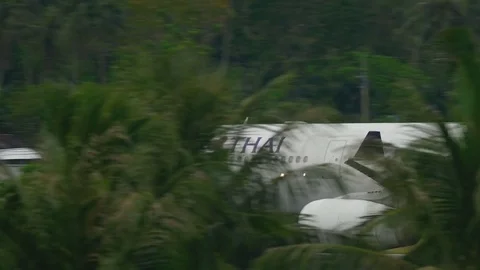 Airplane accelerate before departure Stock Footage 72476278