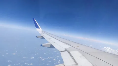Airplane/ Aeroplane Outside Window View/ Clouds 스톡 동영상 238854725