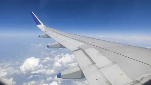 Airplane/ Aeroplane Outside Window View/ Clouds 스톡 동영상 238855131