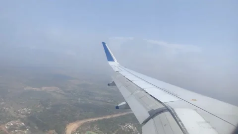 Airplane/ Aeroplane Outside Window View/ Clouds 스톡 동영상 238855137