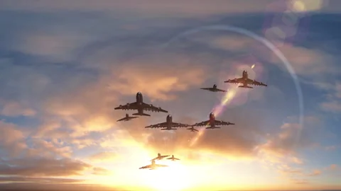 Airplane aircraft take off loop animation Stock Footage 146678484