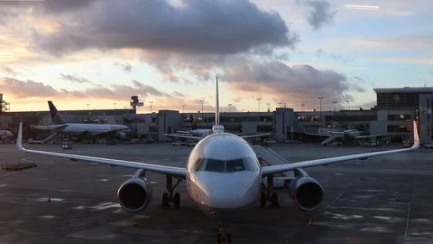 Airplane at the airport Stock Footage 101870854