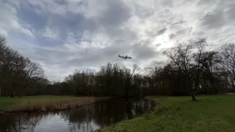 Airplane-amsterdam-forest-007 Stock-Footage 332871515