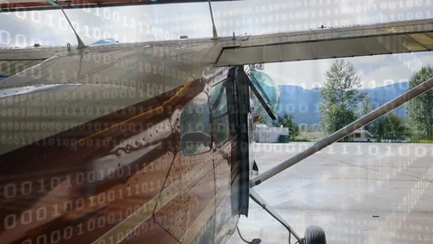 Airplane and binary codes Stock Footage 108947085