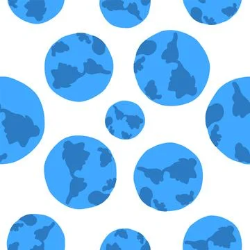 Airplane and earth seamless pattern in cartoon flat style Stock Illustration