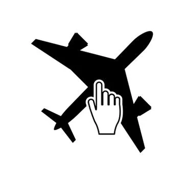 Airplane and hand pointer icon 스톡 일러스트