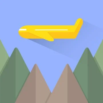 Airplane and mountain Stock Illustration