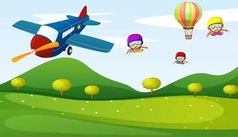 Airplane and sky activity Ilustración de archivo
