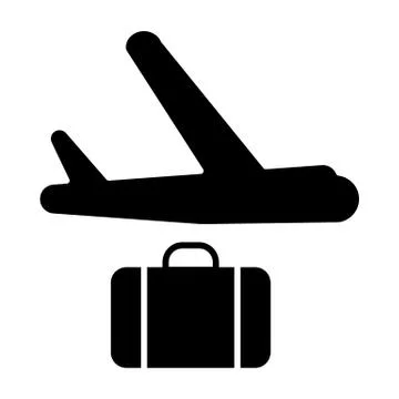 Airplane and suitcase solid icon. Plane delivery vector illustration isolated on Stock Illustration