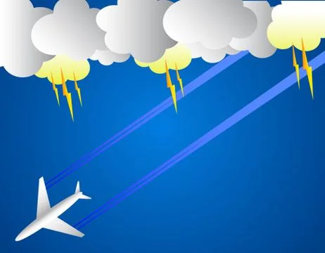 Airplane and thunder Stock Illustration
