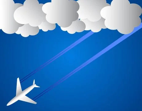 Airplane and white clouds Stock Illustration