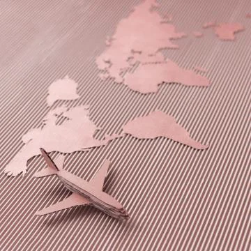 Airplane and world map Stock Illustration