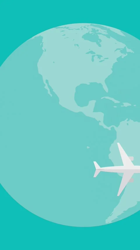 Airplane animation against the background of rotating globe. Air traffic on.. Stock Footage 308151526