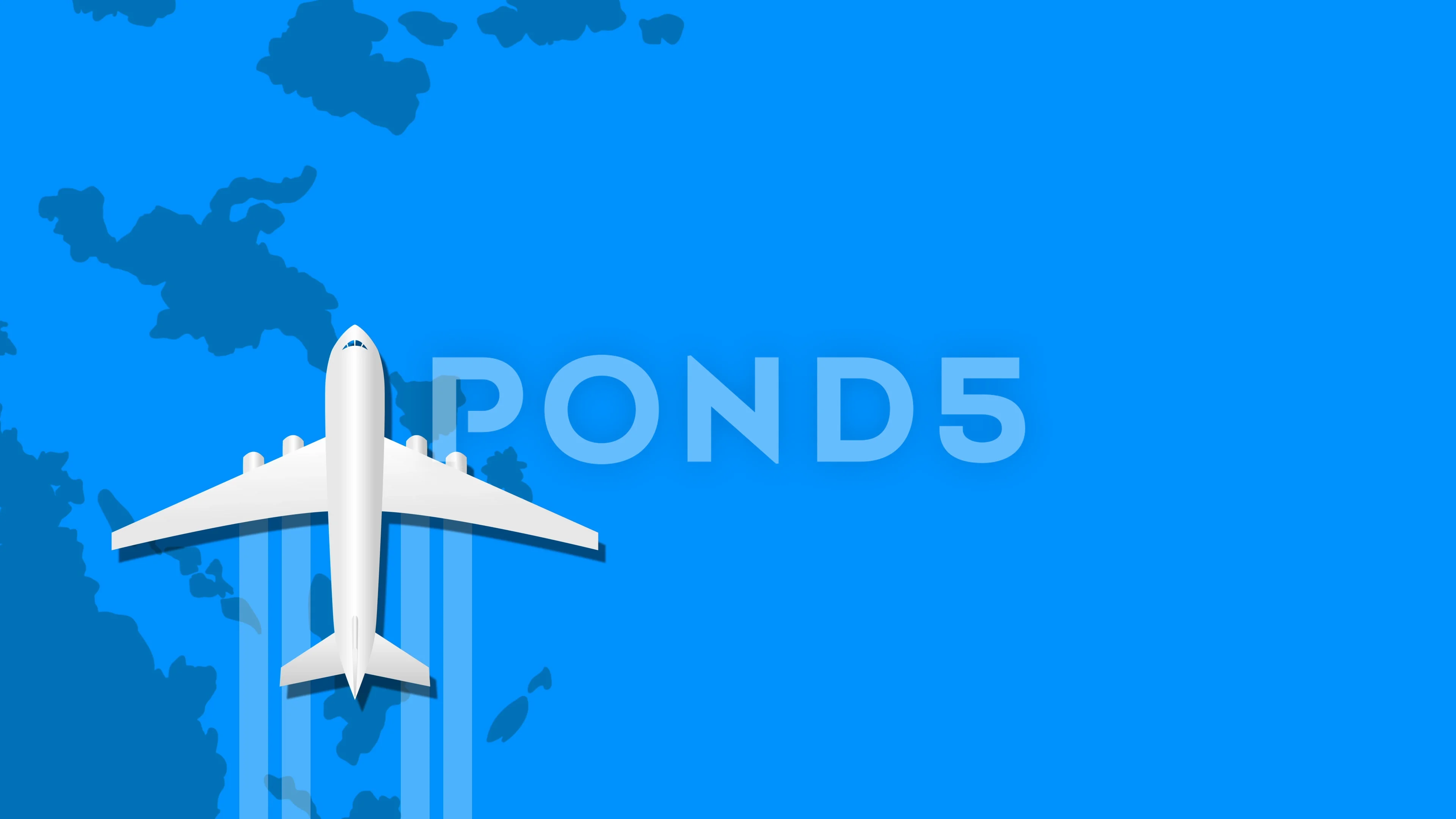 Airplane animation fly over around blue ... | Stock Video | Pond5