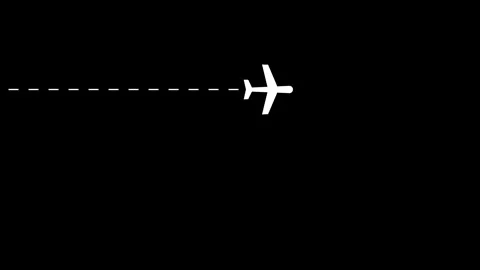 Airplane animation flying on black background with dotted lines 動画素材 307288701