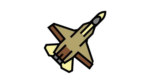 Airplane army fly plane color icon animation Stock Footage 165344893