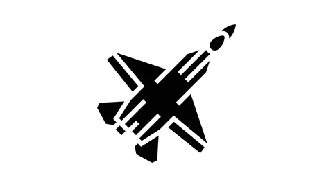 Airplane army fly plane glyph icon animation Stock Footage 165381689
