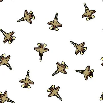 Airplane army fly plane vector seamless pattern Stock Illustration