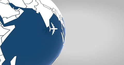 Airplane Around Half World  Stock Footage 88728409