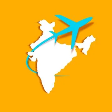 Airplane around Indian Map Stock Illustration