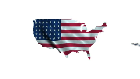 Airplane Around USA Map 動画素材 122313027