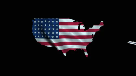 Airplane around USA Map 動画素材 122313032