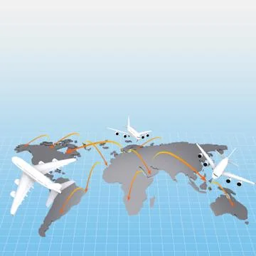 Airplane around the world Stock Illustration