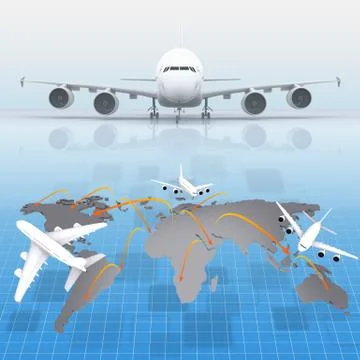 Airplane around the world Stock Illustration
