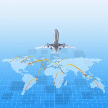 Airplane around the world Stock Illustration