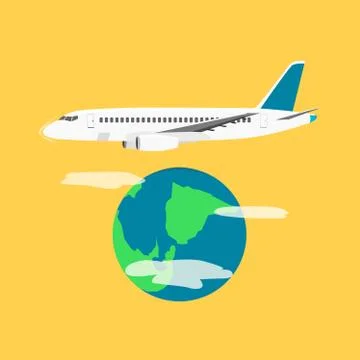 Airplane around the world. Vector illustration イラスト素材
