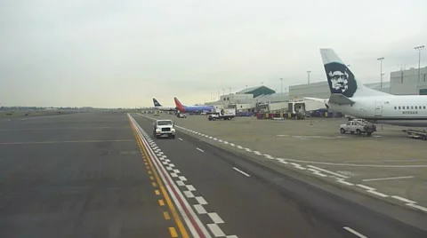 Airplane Arrival to Gate Stock Footage