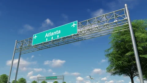Airplane Arriving to Atlanta Airport to Usa Stock Footage