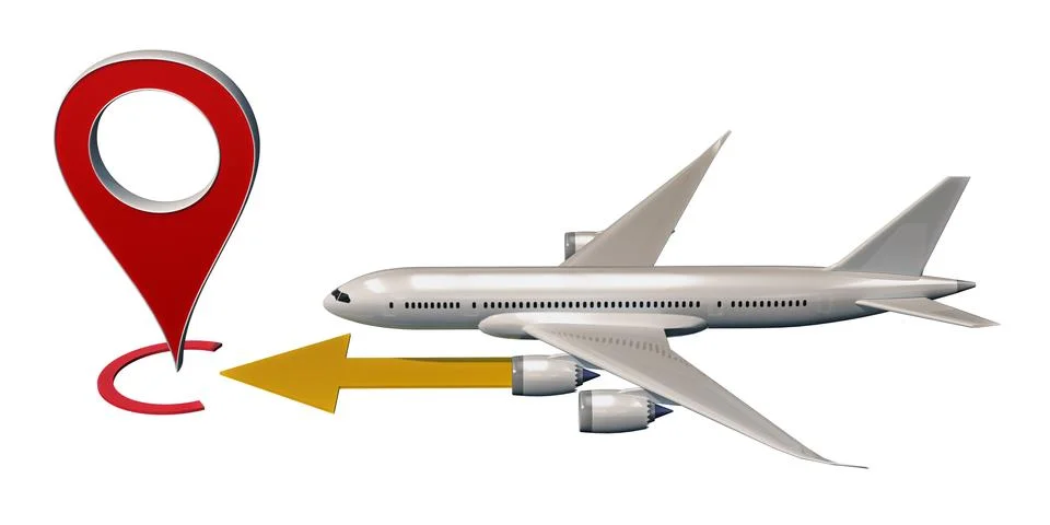 Airplane is arriving to map point Stock Illustration