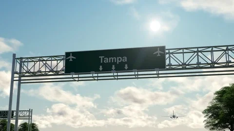 Airplane Arriving to Tampa Airport to Usa Stock Footage
